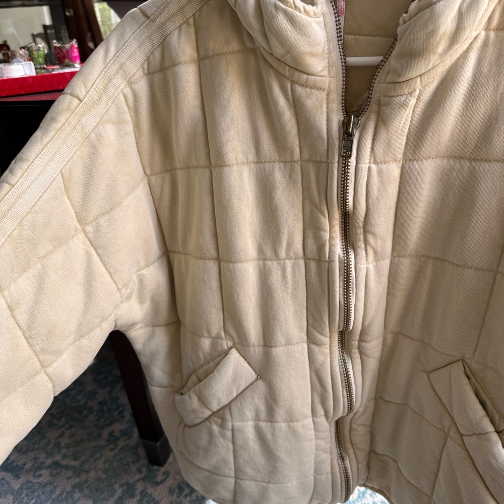 Free People Beige Quilted Jacket